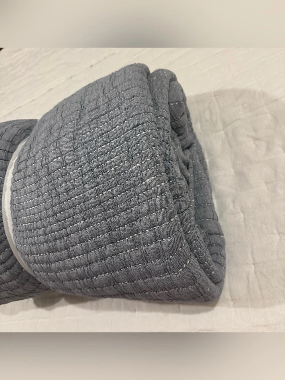 New Quince Organic Cotton Channel Stitch Coverlet Set King/CalKing $174 Blue